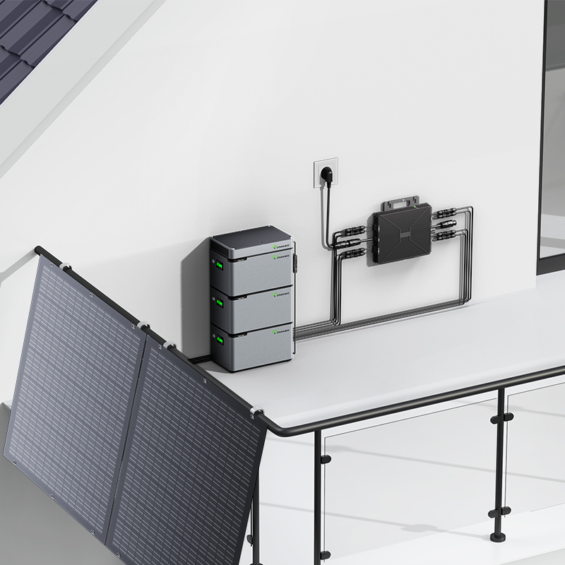 LIONSHEE Modulares Balkon-Energiespeichersystem Mit Stapelbarer Batterie, Solarmodulen Und 800W/1600W/2000W Mikro-Wechselrichter-Optionen