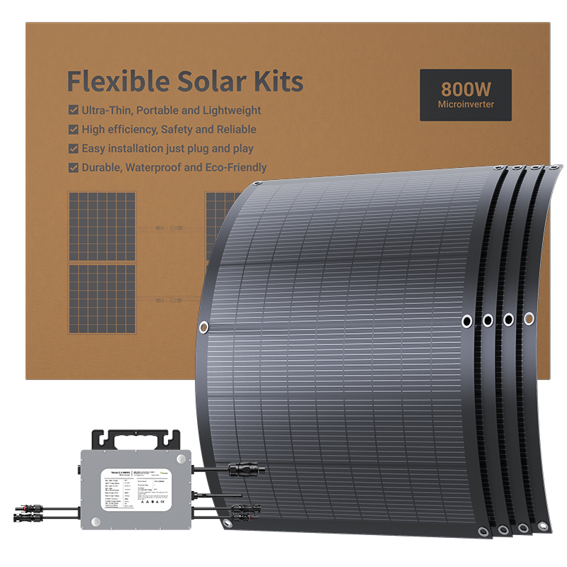 LIONSHEE 800W Flexibles Balkonkraftwerk-Set Mit 4 X 200W Solarmodulen Und Mikro-Wechselrichter
