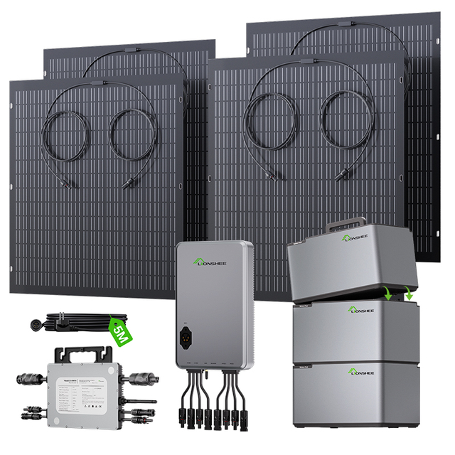 LIONSHEE Modulares Balkon-Energiespeichersystem Mit Stapelbarer Batterie, Solarmodulen Und 800W/1600W/2000W Mikro-Wechselrichter-Optionen