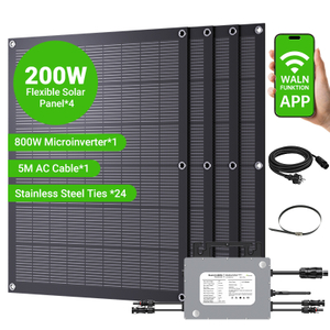 LIONSHEE 800W Flexibles Balkonkraftwerk-Set Mit 4 X 200W Solarmodulen Und Mikro-Wechselrichter