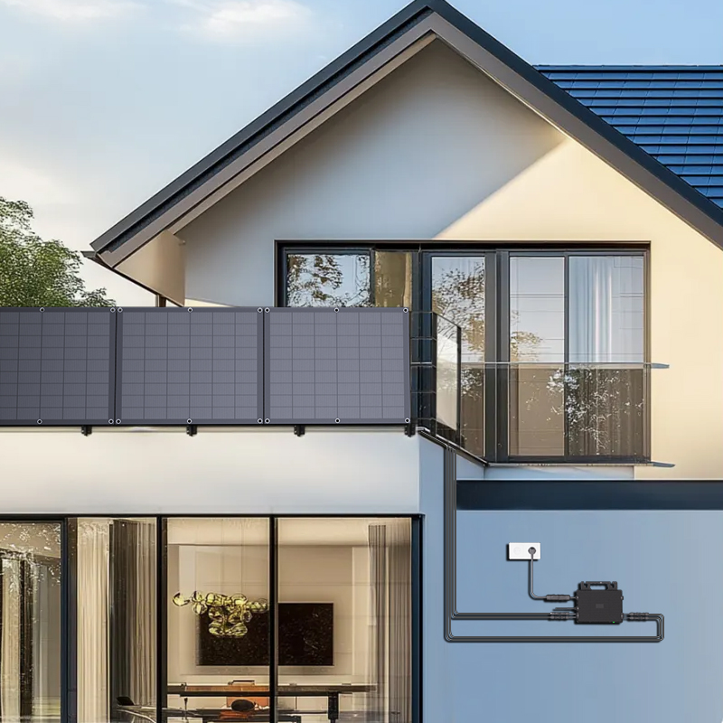 LIONSHEE 800W Flexibles Balkonkraftwerk-Set Mit 4 X 200W Solarmodulen Und Mikro-Wechselrichter