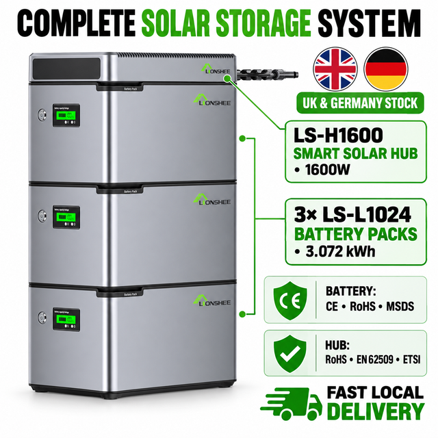 LIONSHEE LS-L1024 1024Wh Speicher Für Plug-and-Play Balkonkraftwerk Mit LS-H1600 Smart Solar Hub