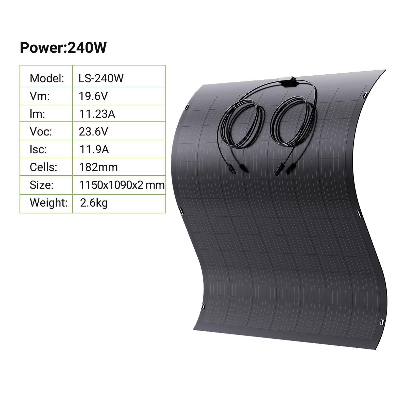 LIONSHEE LS-SPF240 240W Flexibles Solarpanel, Biegsames Monokristallines PV-Modul Mit 19,15 % Wirkungsgrad, Versand Aus Deutschem Und Britischem Lager