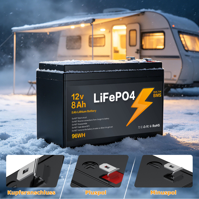 LIONSHEE 12V 8Ah LiFePO4 Akku Mit BMS, 96Wh Und Bis Zu 15.000 Zyklen – BZ0003-LFP-7.5A