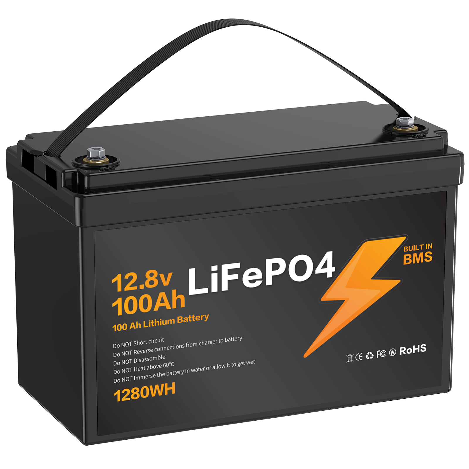 LIONSHEE 12,8V 100Ah LiFePO4 Akku mit BMS, 1280Wh, IP67 und bis zu 15.000 Zyklen