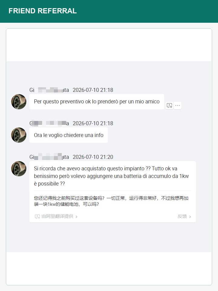 Kundenfeedback und Angebotsanfrage f&uuml;r einen Freund