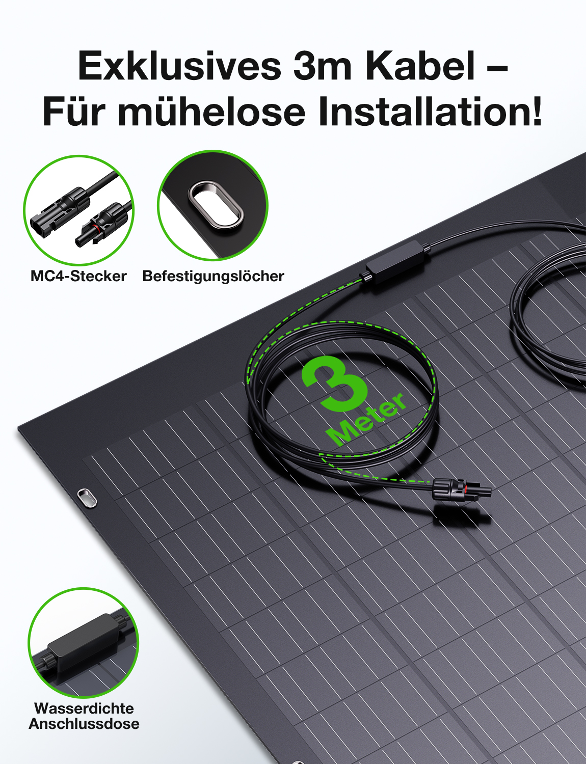 LIONSHEE LS-240W 240W Flexibles Solarpanel, Leichtes Monokristallin PV-Modul