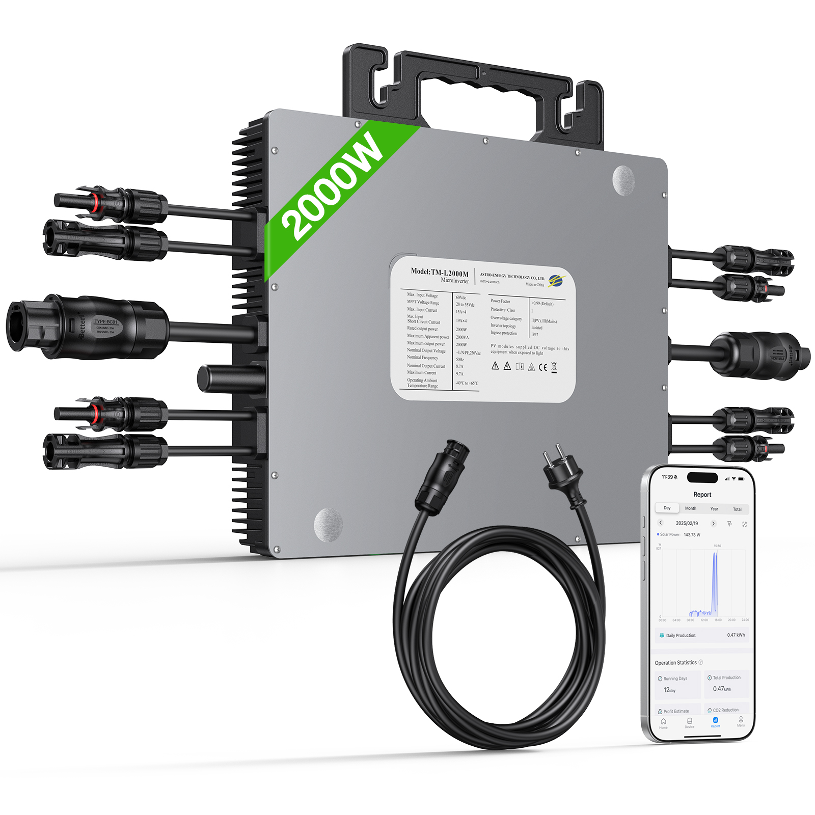 LIONSHEE LS-L1600M 1600W Mikro-Wechselrichter Mit WLAN, 4 MPPT Und Versand Aus Deutschem Lager