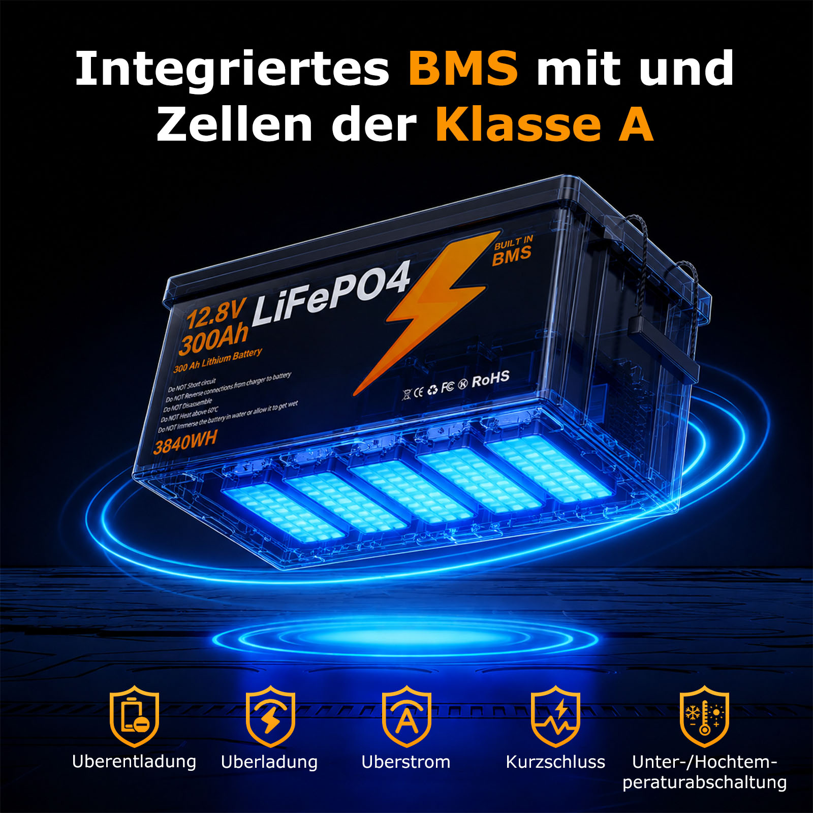 LIONSHEE BZ0003-LFP-300A 12,8V 300Ah 3840Wh IP67 LiFePO4 Lithium Akku