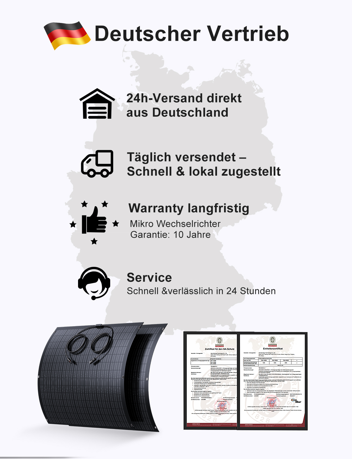LIONSHEE LS-240W 240W Flexibles Solarpanel, Leichtes Monokristallin PV-Modul