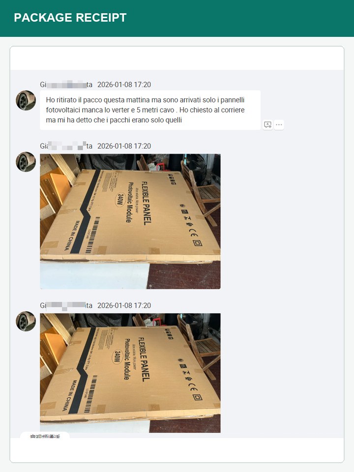 Kundenfotos des Paketempfangs