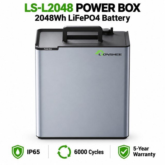 LIONSHEE LS-L2048 2048Wh Stapelbare LiFePO4 Power Box, 51,2 V Solarspeicher Erweiterbar Auf 6144 Wh