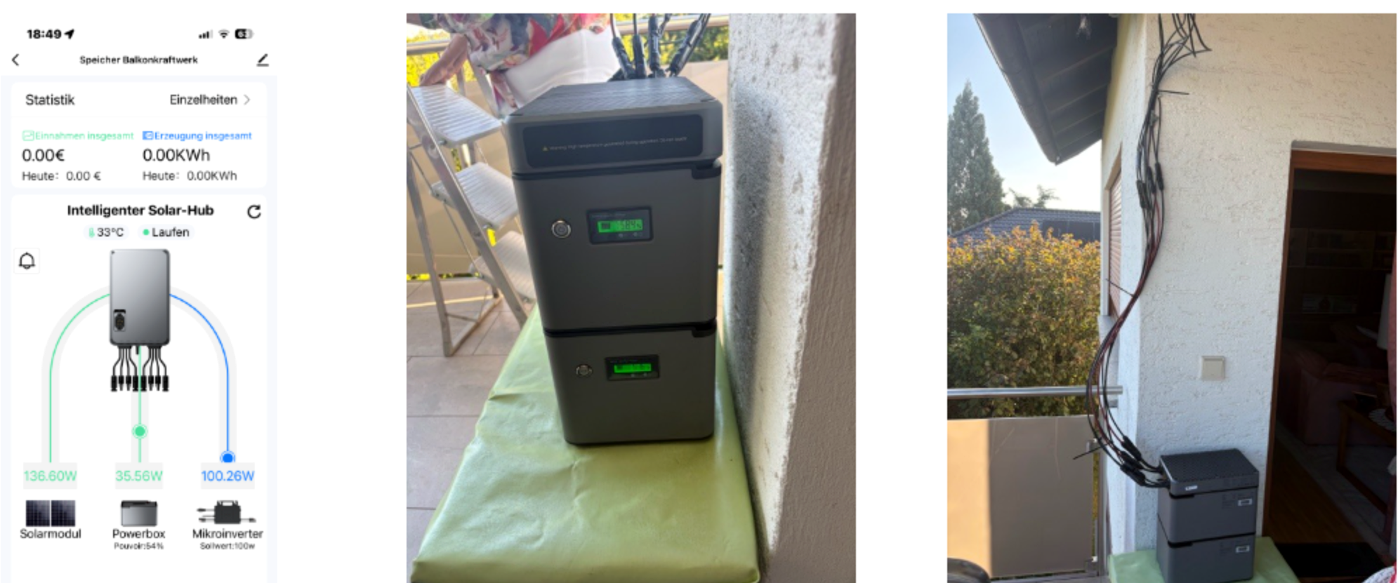 Kundeninstallation in Deutschland: Balkonanlage mit gestapelten LIONSHEE Power-Box-Modulen