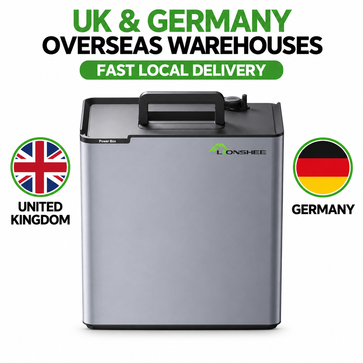 LIONSHEE LS-L2048 2048Wh Stapelbare LiFePO4 Power Box, 51,2 V Solarspeicher Erweiterbar Auf 6144 Wh