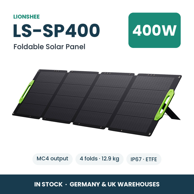LIONSHEE LS-SP400 400W Faltbares Solarpanel Für Powerstation, ETFE, IP67, MC4, Lager Deutschland Und UK