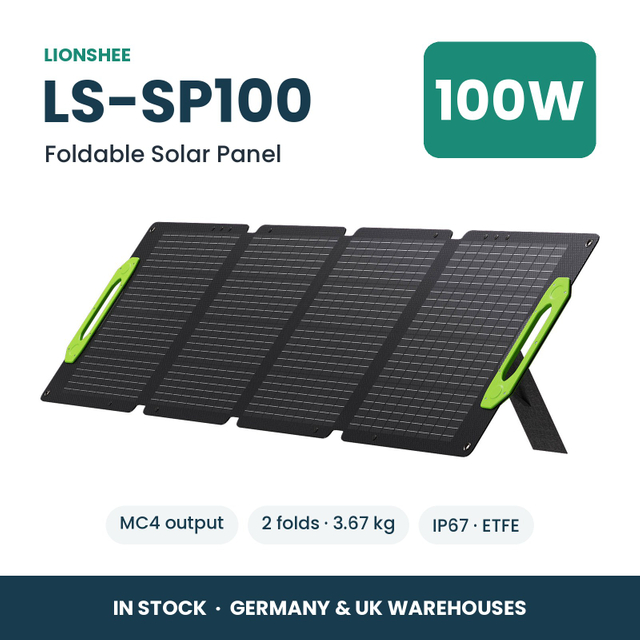 LIONSHEE LS-SP100 100W Faltbares Solarpanel Für Powerstation, ETFE, IP67, MC4, Lager Deutschland Und UK