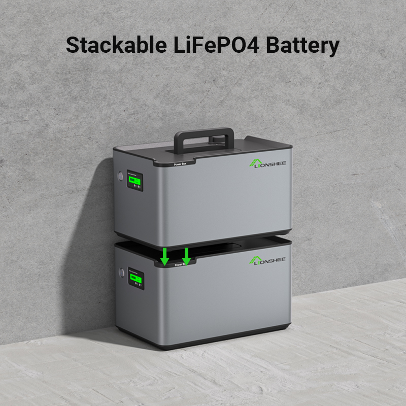 LIONSHEE LS-L1024 1024Wh Stapelbare LiFePO4 Power Box, 51,2 V Solarspeicher Erweiterbar Auf 6144 Wh