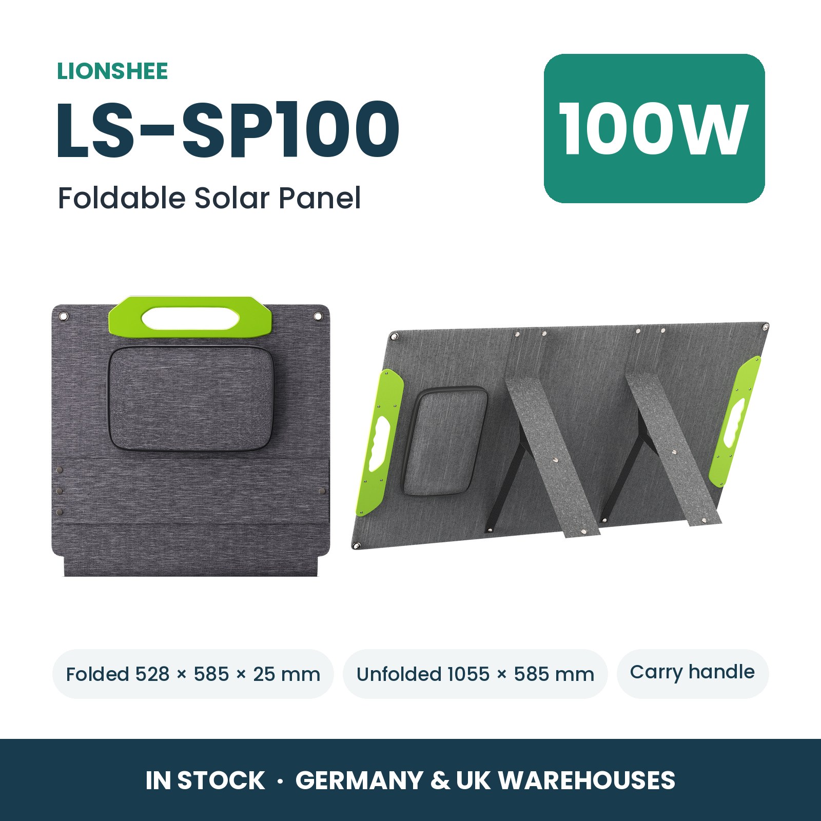 LIONSHEE LS-SP100 100W Faltbares Solarpanel Für Powerstation, ETFE, IP67, MC4, Lager Deutschland Und UK