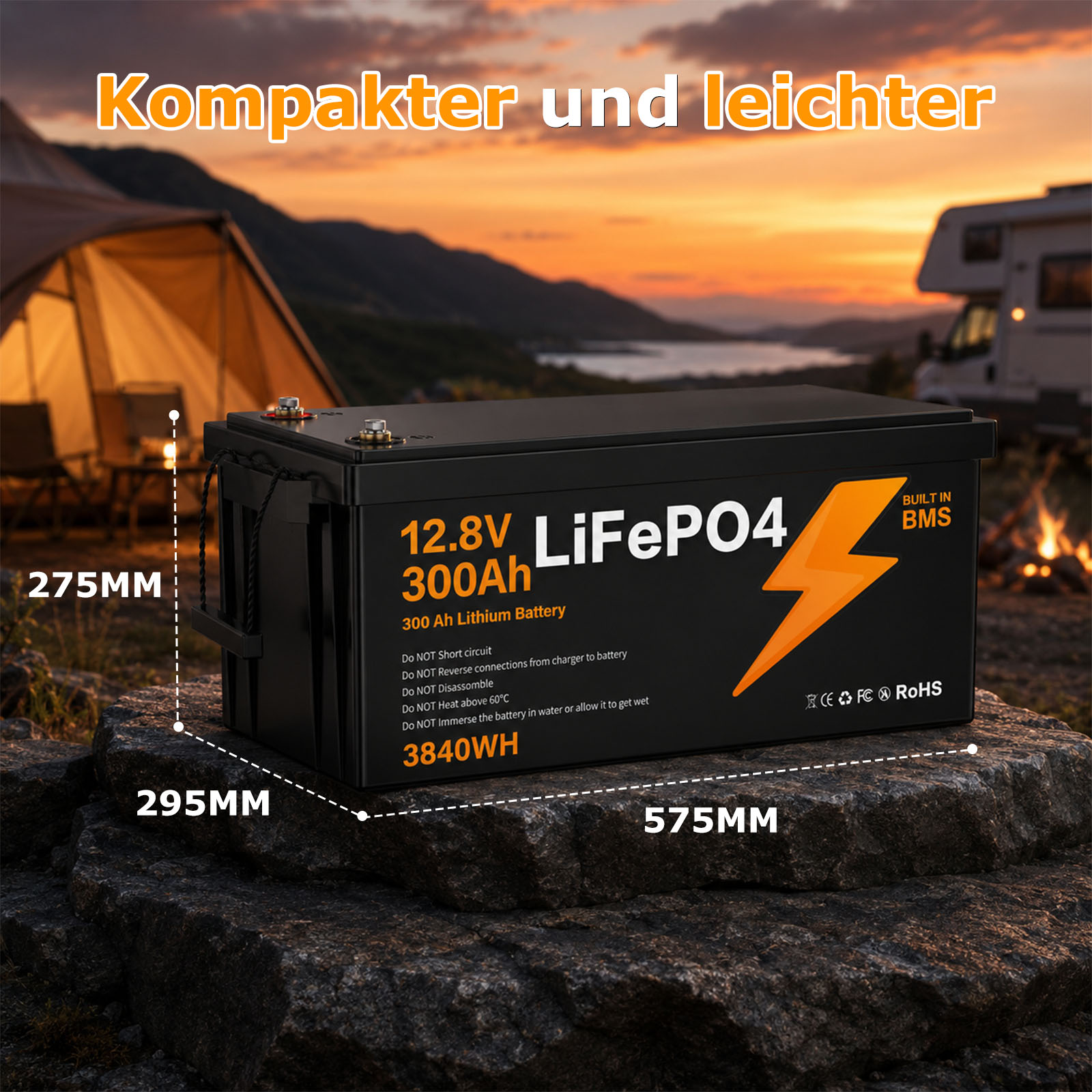 LIONSHEE BZ0003-LFP-300A 12,8V 300Ah 3840Wh IP67 LiFePO4 Lithium Akku